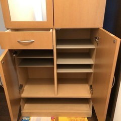 ミラー付き下駄箱　シューズボックス　収納棚　キャビネット　マルチ...