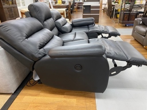 R008 NITORI 電動リクライニングソファ製本革 レザー 3人掛けソファ 定価14万円 美品