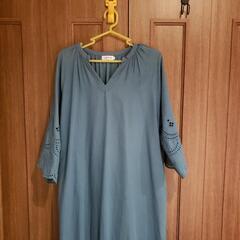 七分袖　刺繍チュニック・ワンピースの画像