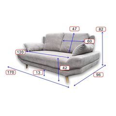 クッション 小 1ケ不足 ゆったり座面 2人掛け グレー ソファーベット