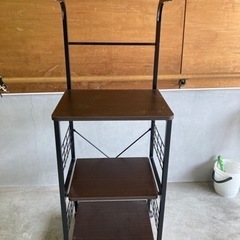 美品　レンジラック 引き出し付き　 ブラウン【プラザセレクト】
