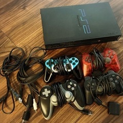ジャンク品 PS2本体セットとコントローラー4つ