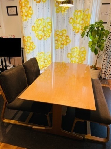 ［引取りで¥45000］無印良品　ダイニングテーブルとベンチソファ２脚セット 引取りで¥45000］無印良品ダイニングテーブルとベンチソファ2脚セット