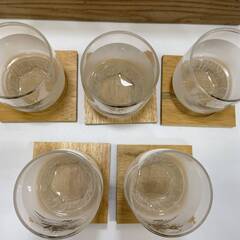 【7254】佐々木硝子 和風硝子器 春日野 冷茶セット 5客 茶托付き 箱付き 未使用品 コップ グラス ガラス 工芸ガラス 未使用品の画像