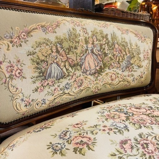 【売約済み】　【展示品・美品】　2人掛け　ソファ　ベンチソファ　ラブソファ　イタリア　猫脚　猫足　ロココ調　アンティーク調　ロココ　ア