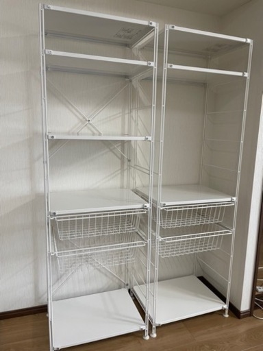 ?取引先決まりました?無印良品 幅58cm スチールユニットシェルフ(引き出し付) ２つセット