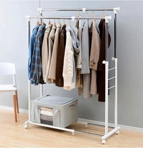 美品:ハンガーラック2段【お受け取りに来て下さる方限定】