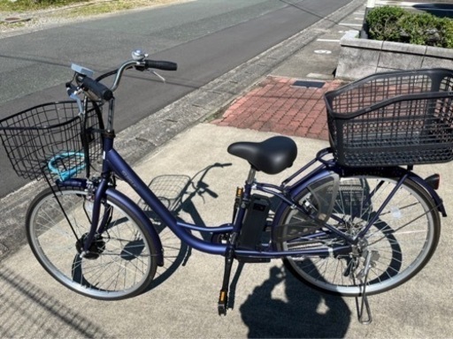 【SUISUI】電動アシスト自転車　後荷台カゴ付き　ネイビー（BM-FX260）