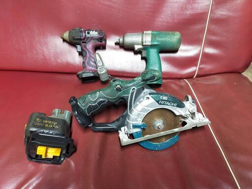 日立工機　旧型12v工具3台+マキタ14.4vアダプター