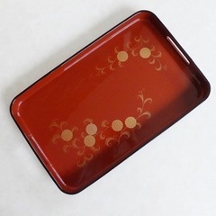 お盆 木曽ヒノキ 漆器 朱塗りの画像