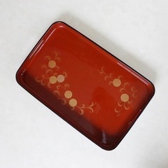お盆 木曽ヒノキ 漆器 朱塗りの画像