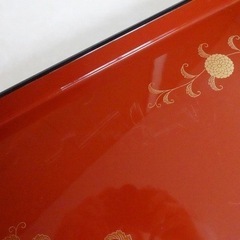 お盆 木曽ヒノキ 漆器 朱塗りの画像