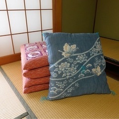 日本製 夏座布団 ちぢみ織 カバー付き 5枚組セット