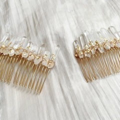 水晶　ヘアコーム　ヘアアクセサリー　ウェディング　ブライダルアク...