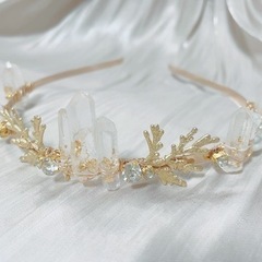 ★𝕤𝕠𝕝𝕕𝕠𝕦𝕥★ 水晶クラウン　水晶ティアラ　ヘッドドレス　ウ...