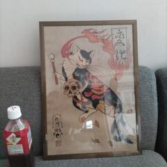 刺青猫ポスター！入れ墨 猫 髑髏 狐面