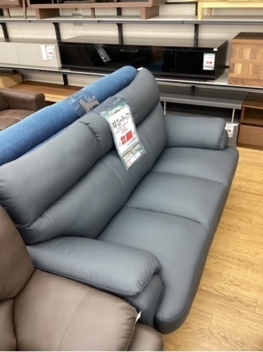 KI-76【新入荷　アウトレット】本革　3シーターソファ　黒系