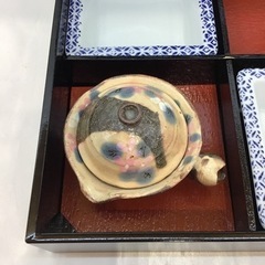 久峰  木製漆器弁当箱  1セット 角子皿x2 敷板付x2 ミニ急須風片口小鉢x1 の画像