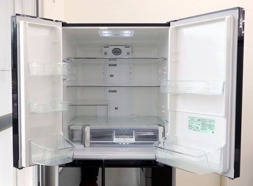 北海道 千歳市/恵庭市 動作品 日立/HITACHI 6ドア冷凍冷蔵庫 R-M6200D(X) 13年製 クリスタルミラー 鏡面ドア 