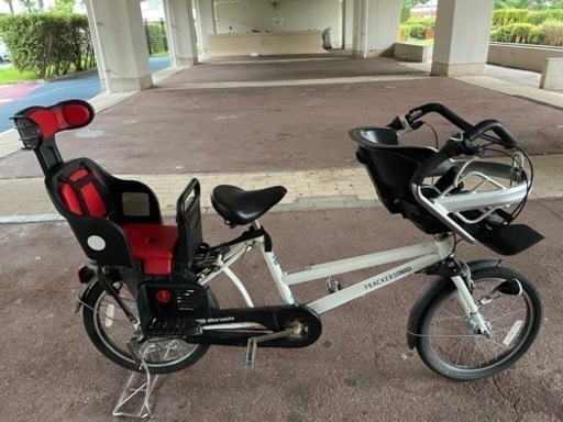 【受け渡し予定者決まりました】20型 自転車 ふらっか～ずアクティブ(パールホワイト/3段変速) FRPP203W、お子さまを2人同乗せ自転車