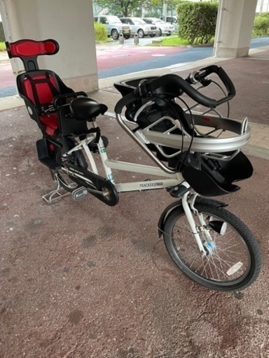 【受け渡し予定者決まりました】20型 自転車 ふらっか～ずアクティブ(パールホワイト/3段変速) FRPP203W、お子さまを2人同乗