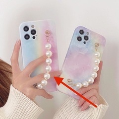 新品未使用　Marcydorn　パステルレインボーパールバンド付iPhone12Proケースの画像
