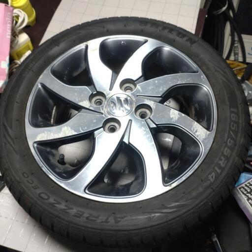 スズキ純正１４インチ　アルミ・タイヤセット　バリ山