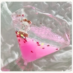 ꒰未使用꒱夢可愛い くまさん 水時計 ピンクの液体 置き物 小物 インテリア雑貨の画像