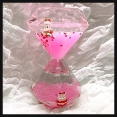 ꒰未使用꒱夢可愛い くまさん 水時計 ピンクの液体 置き物 小物 インテリア雑貨の画像
