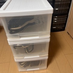 （決定）連結可能　収納　衣装ケース　クリアホワイトの画像