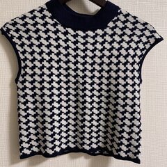 【49】dazzlin　千鳥柄ニット　紺　Sサイズの画像