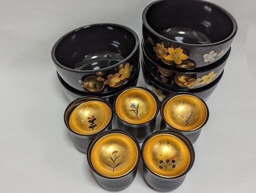 《節句・お祝いごとに！》加賀金箔工芸 漆　お椀　丼　5つセット