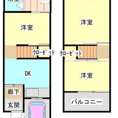 【ペット可】リフォーム済テラスハウス ３DK 車庫付（軽自動車）