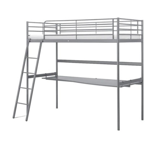 大阪市内、門真守口方面限定直接配送いたします！IKEA SVÄRTA スヴェルタ ロフトベッドフレーム デスクトップ付き