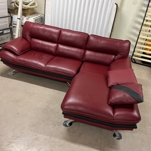 【売約】【週末限定セール9/25まで引き取り　15000円→10000円】大型L字タイプ　4〜5人掛けソファ　ビンテージ風