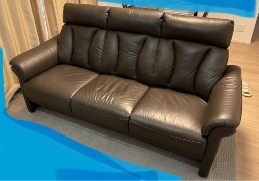 お譲り先決定しました　ニトリ　ソファ　革　3人掛け　ブラウン
