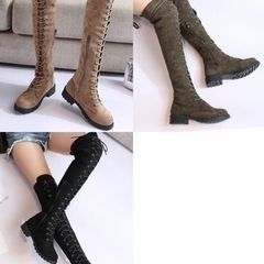 レースアップニーハイブーツ3色set♢39(24.5cm程度)♢...
