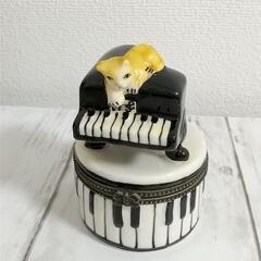 ネコとピアノ 小物入れ付き 置き物