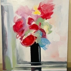 ◆油絵　花モチーフ　フランス人画家作