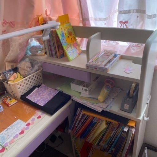 学生机と椅子紫色のセット