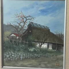 【額装】絵画　風景画　森脇良浩　「岡山、秋」　サイン有　額寸：縦44.5㎝×横41.5㎝×厚み3㎝の画像