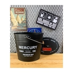  MERCURY ブリキバケツ フタ付き ブラック