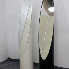 リップスティックミラー ２点セット スペースエイジ ホワイト ブラック 姿見 鏡 おしゃれ 中古家具 店頭引取歓迎 R6449)