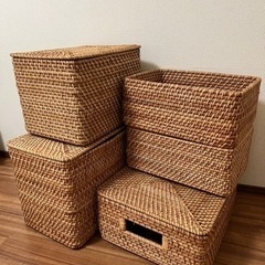 無印　ラタンバスケット 【取りに来て下さる方お願いします】