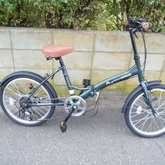 良品　シマノ　折りたたみ自転車　6段変速　後付ライト付き