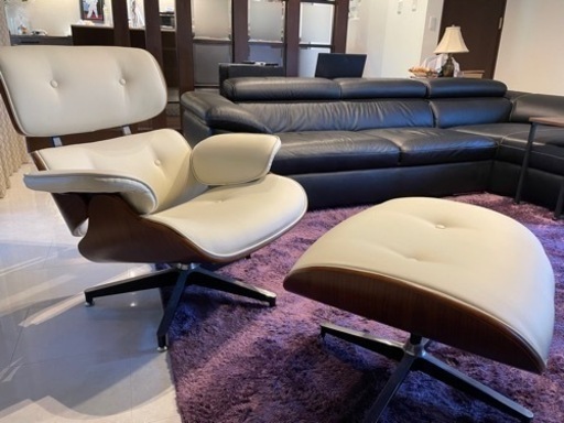 DORIS イームズ ラウンジチェア イームズチェアー ホワイト 　取りに来てくれる方限定