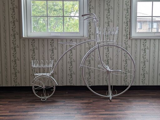 自転車型アイアンフラワースタンド / ホワイト