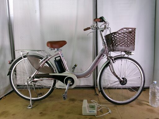C219★整備済み　中古電動自転車★【Panasonic　軽量リチウムビビライトユー　アルミフレーム　ライトピンク　24インチ】
