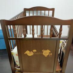【中古品】ベビーベッド(カバー・メリー付）