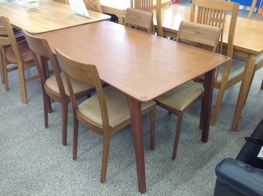 朝日木工製テーブル ブラウン 木製 ダイニング5点セット【9650003】